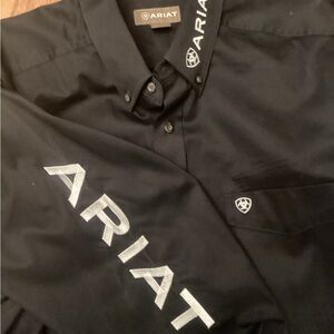 Ariat Shirt Mens 2XL-T Black Team Logo Twill Long Sleeve Button Down 10017497